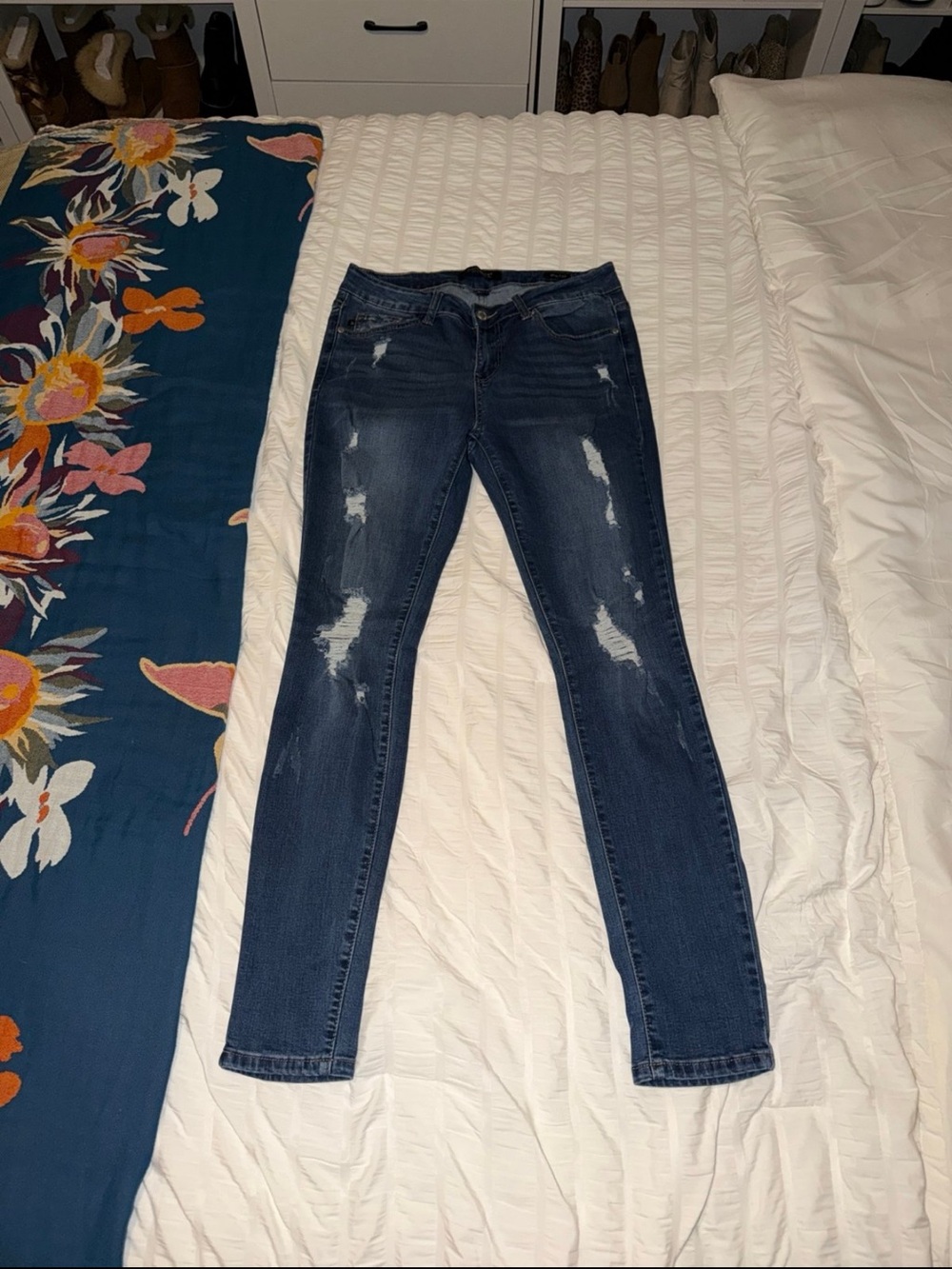 Judy Blue Dark Blue Distressed Skinny Jeans